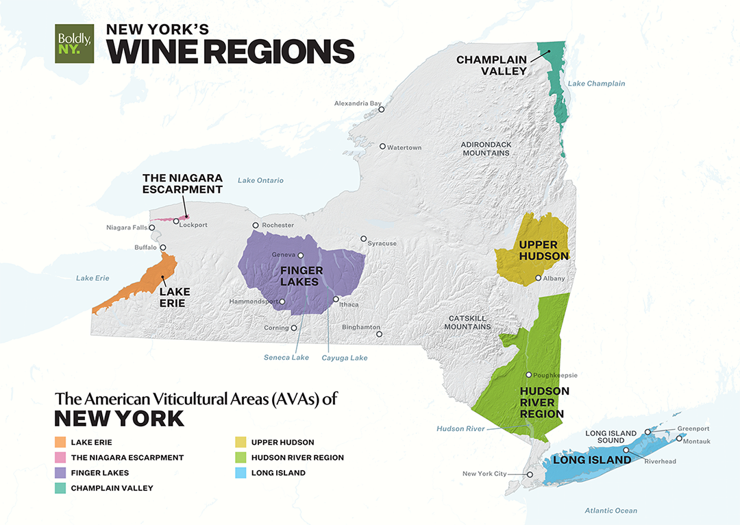 New York Wine Region Map From New York Wine & Grape Foundation