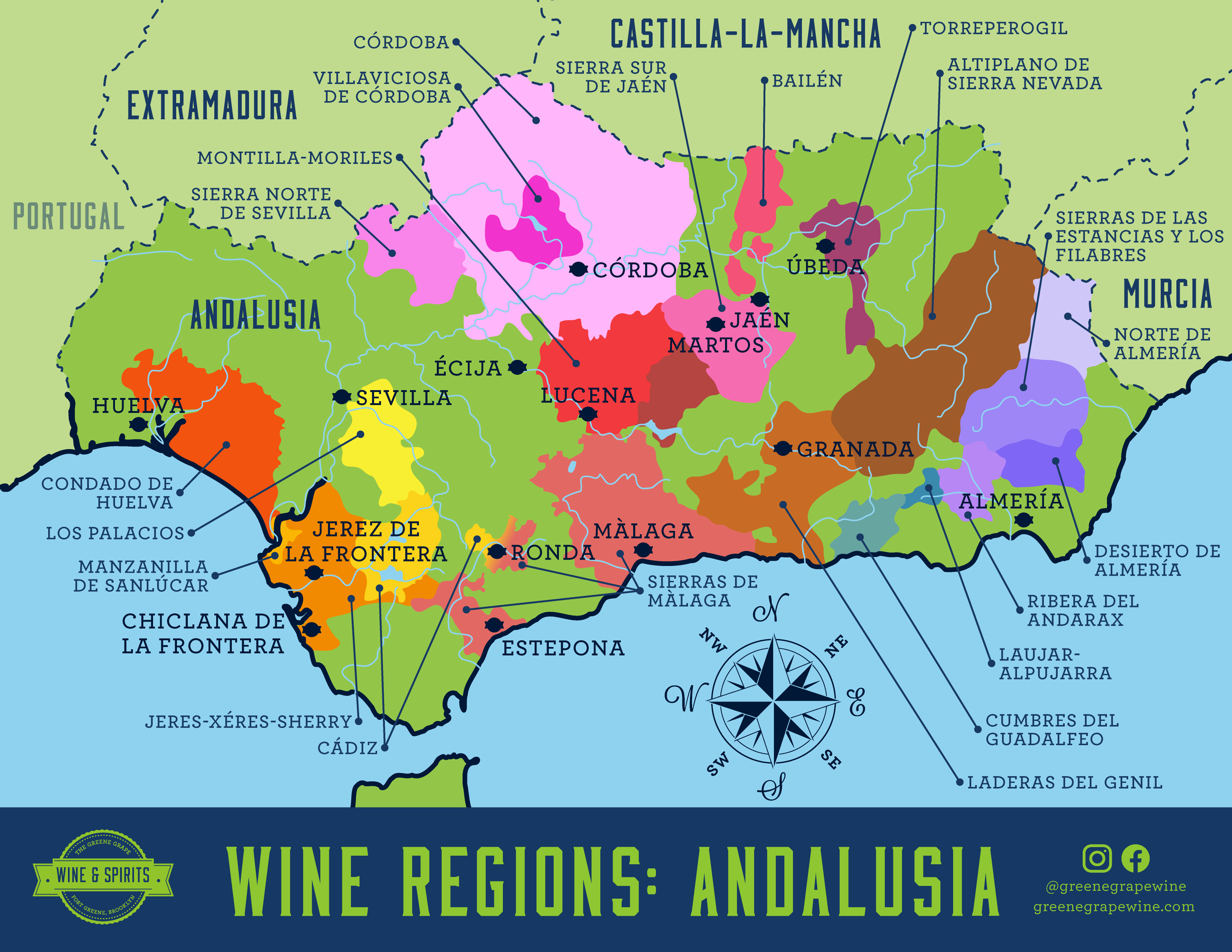 Andalucia Wine Region Map From The Greene Grape