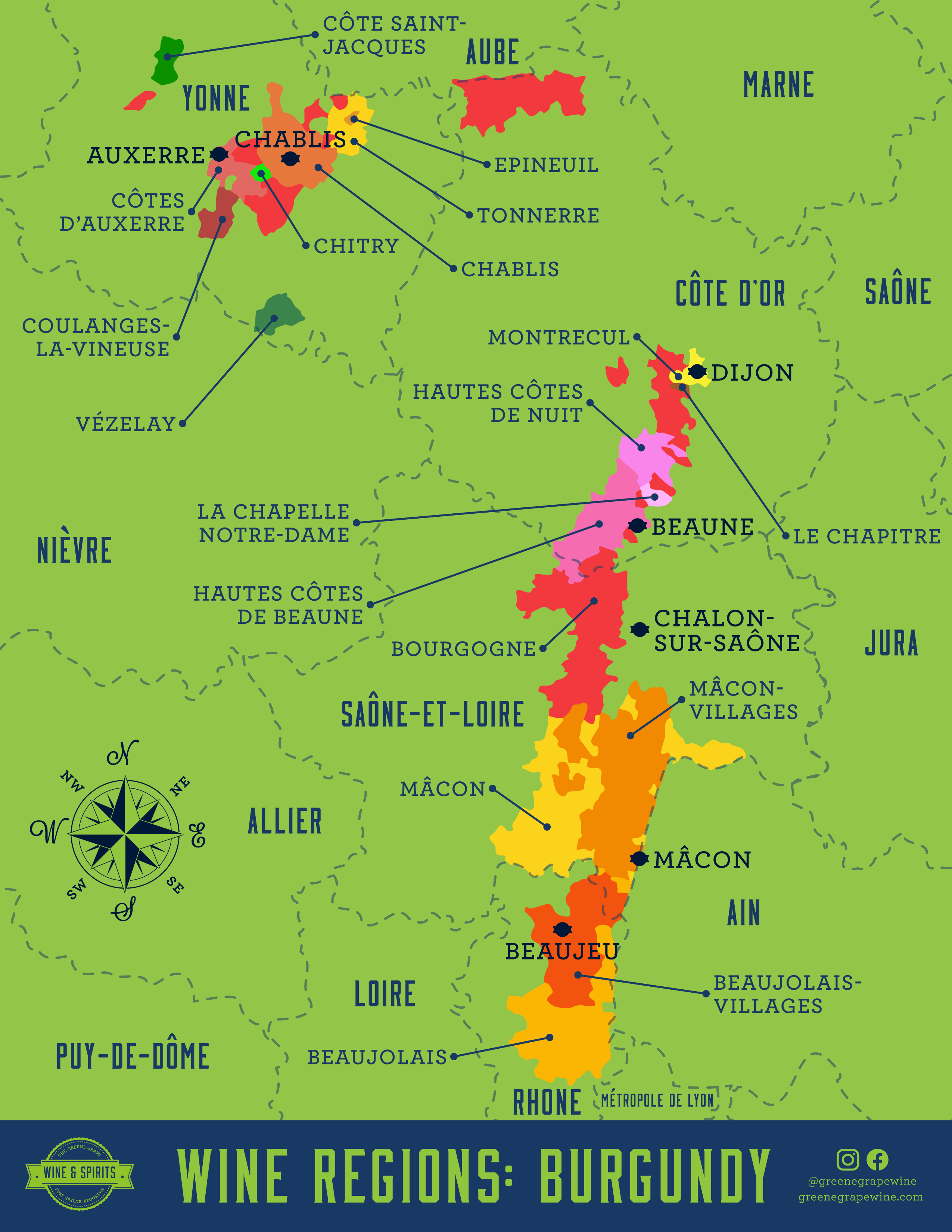 Burgundy Wine Map From The Greene Grape