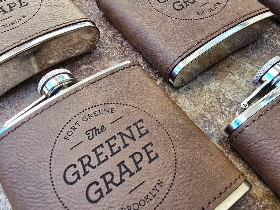 Greene Grape Branded Leather Flask